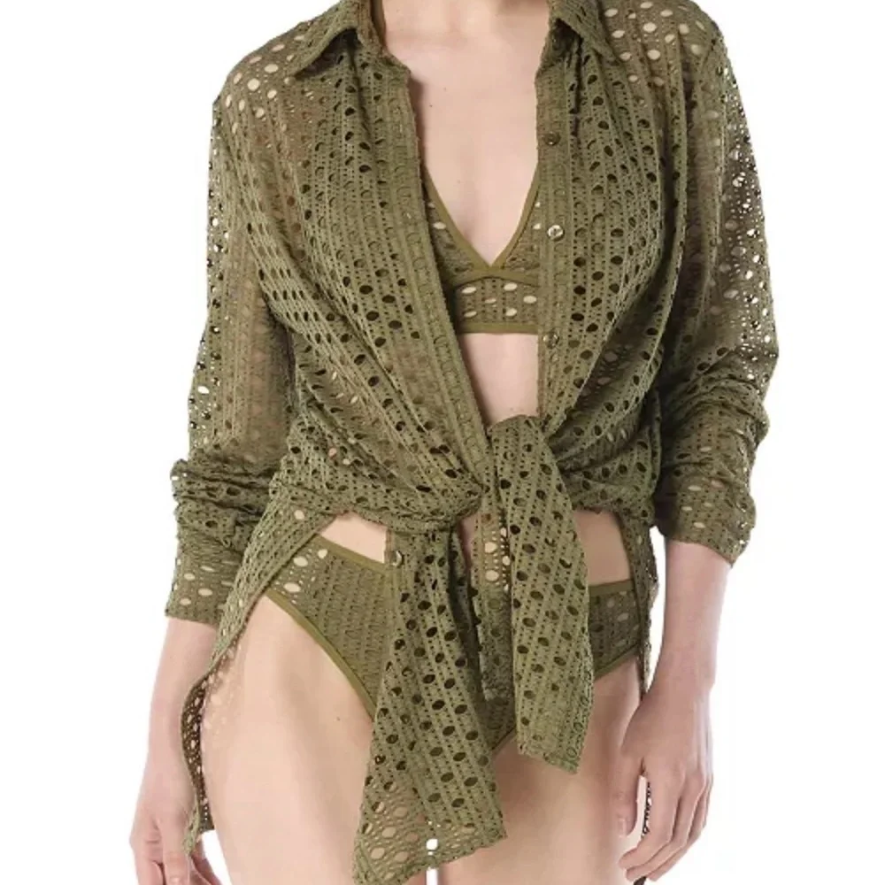 NWT Carmen Marc Valvo Women's Crochet Tunic Swim Cover-Up Small